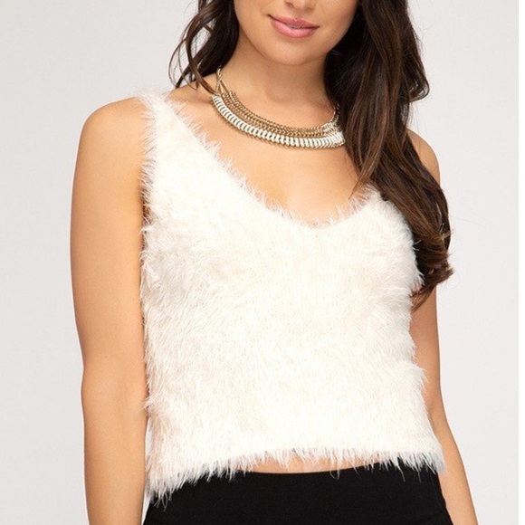 PEARL WHITE CROPPED TANK TOP - Picture 3 of 8